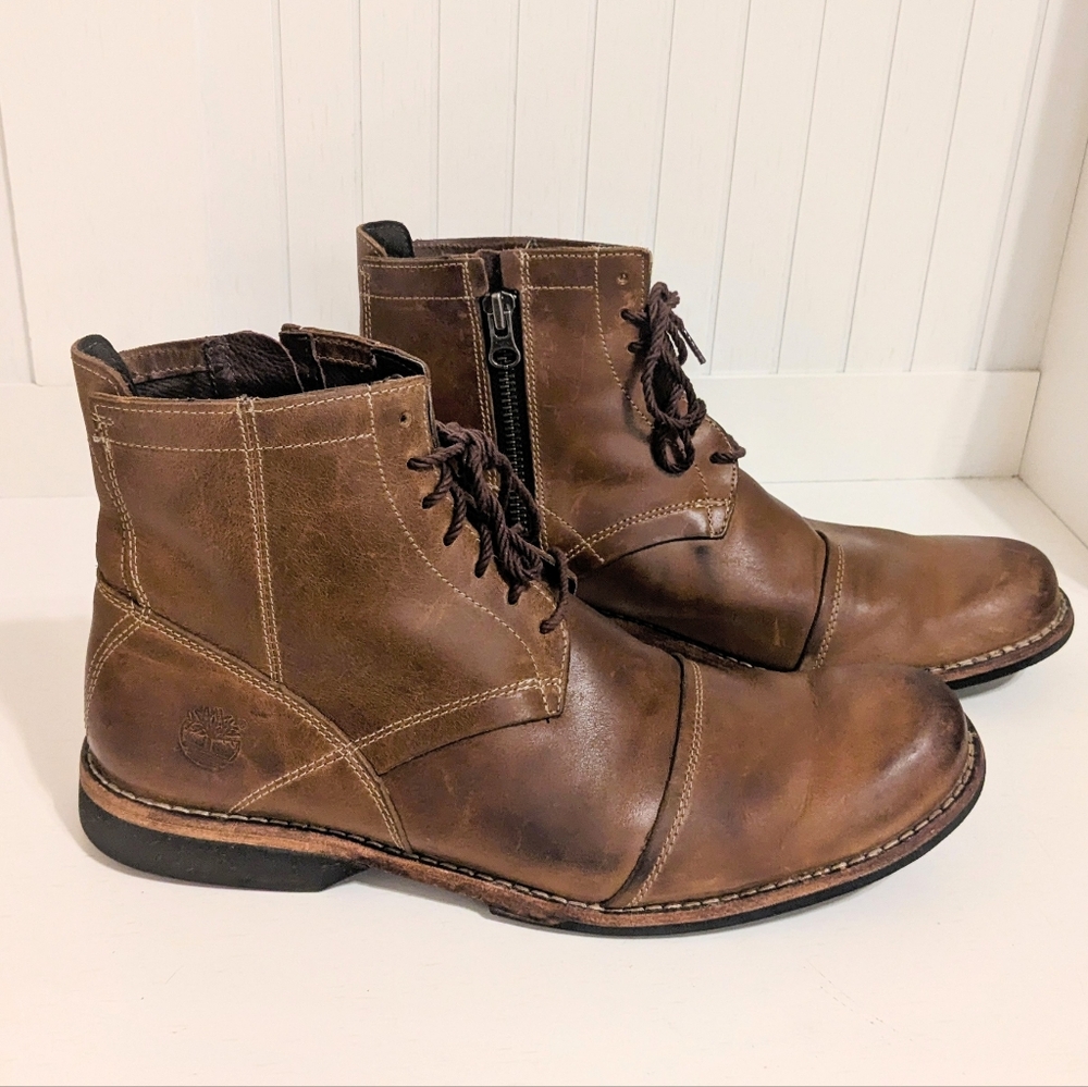 Men's Timberland Eathkeeper Side Zip Leather Boots Sz 10M